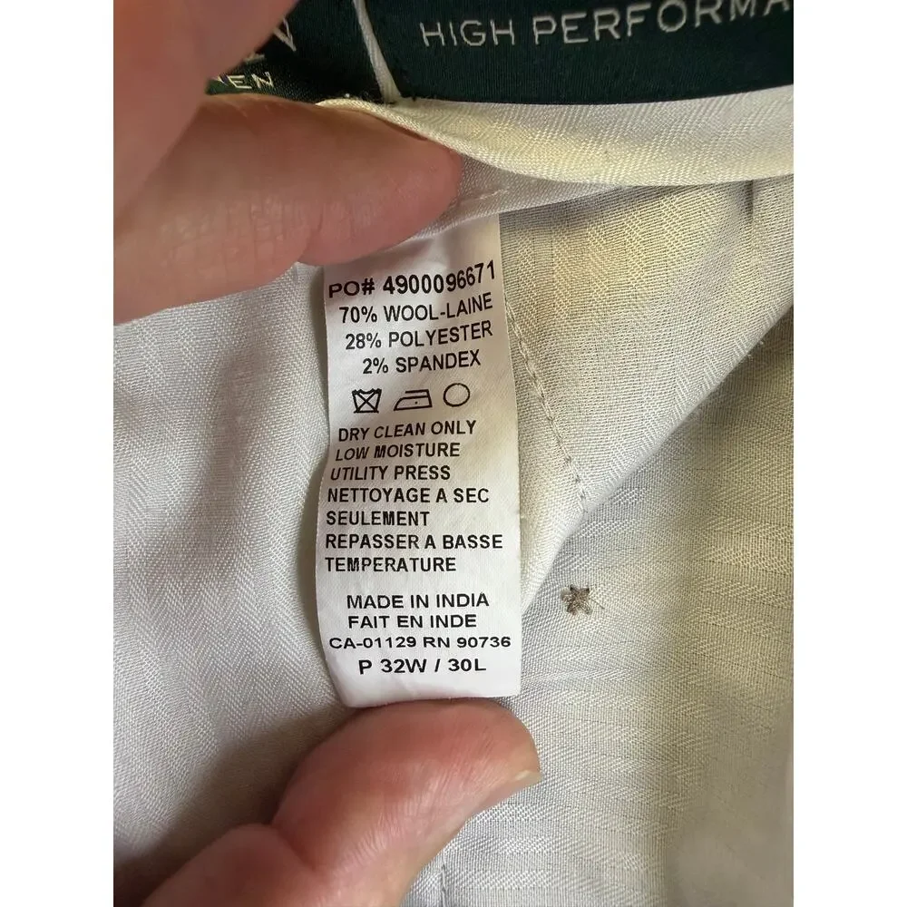 Lauren Ralph Lauren Men’s 32x30 High‑Performance Wool Pants – Tan Khaki